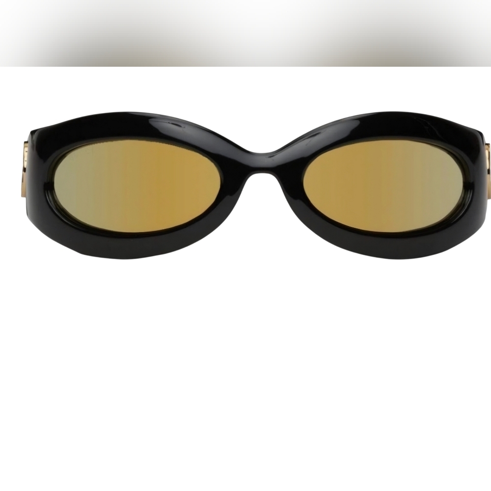 Gucci Black and Gold Oval Sunglasses